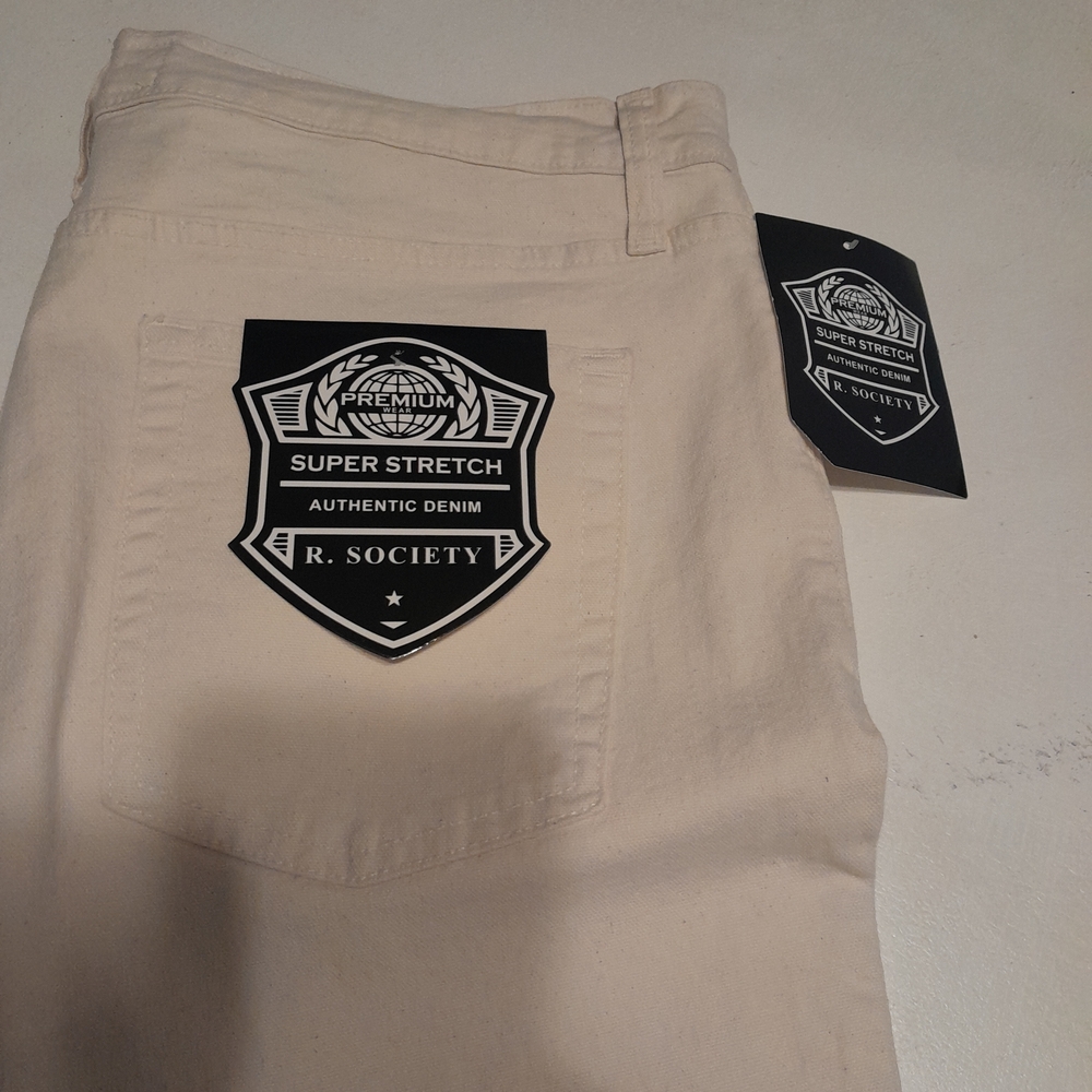 Society Premium Super Stretch Denim in Cream 38x32